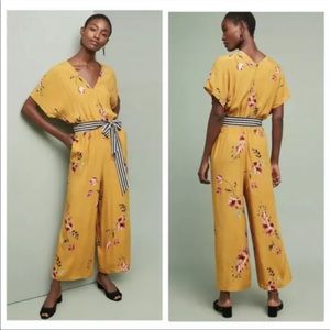 Corey Lynn Carter Yellow Floral Jumpsuit from Anthropologie - XS, Like New
